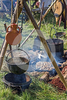 Cooking in the camp on open air