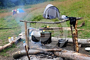 Cooking on a campfire
