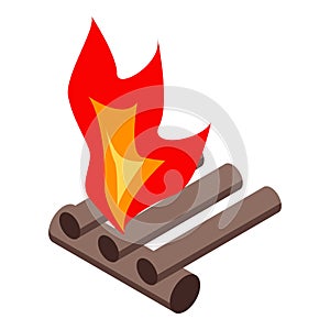 Cooking campfire icon, isometric style