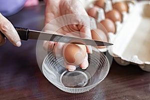 Cooking chicken eggs .