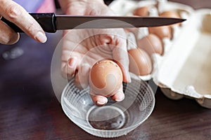 Cooking chicken eggs .