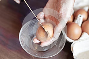 Cooking chicken eggs .