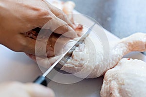 Cooking chicken meat close-up