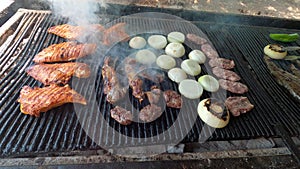 Cooking on a city street on an open fire