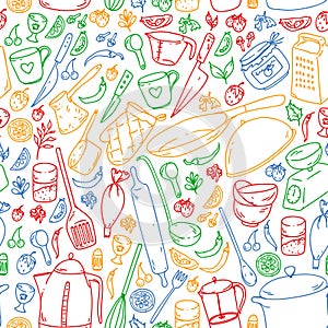 Cooking class. Kitchenware, utencils. Food and kitchen icons.