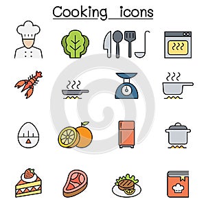 Cooking color line icon set vector illustration graphic design