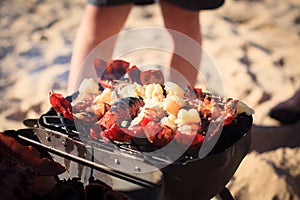 Cooking crayfish on the beach