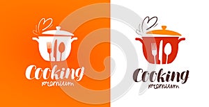 Cooking, cuisine, cookery logo. Restaurant, menu, cafe, diner label or icon. Vector illustration photo