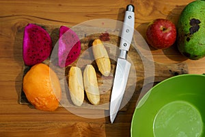 Cooking culinary class. peeled banan