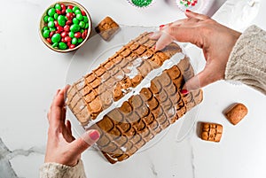 Cooking and decorating gingerbread house