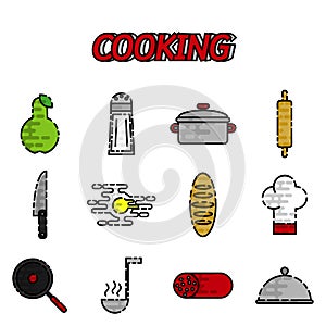 Cooking flat icon set