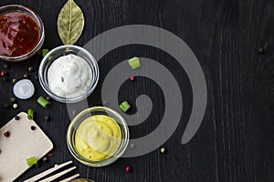 Cooking food background with free space for text. Composition with ingredients over the wood background. Ingredients for cooking