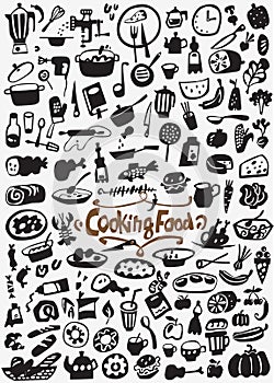 Cooking food doodles