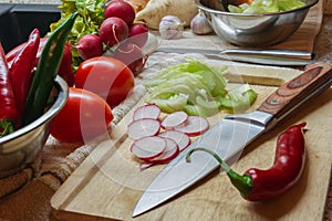 Cooking food with fresh vegetables