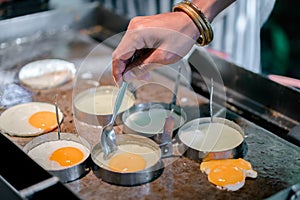 Cooking Fried Eggs on Pan