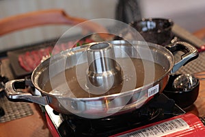 Cooking gravy for japanese cuisine on the stove