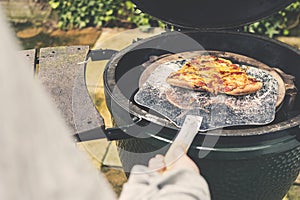 Cooking Homemade Pizza on BBQ