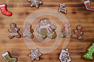 Cooking homemade Xmas cookie for Christmas and Happy New Year. Woman with friend and Family lifestyle on winter holiday