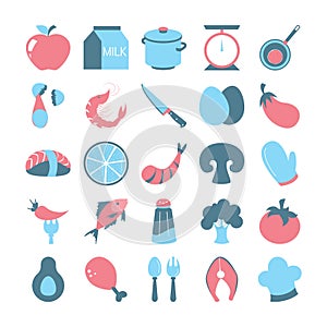 Cooking icon set. Collection of kitchen utensil