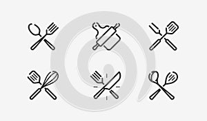 Cooking icon set. Culinary, restaurant, menu, symbol. Vector