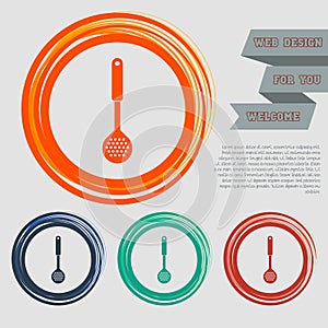 Cooking Icons on the red, blue, green, orange buttons for your website and design with space text.