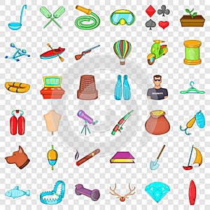 Cooking icons set, cartoon style