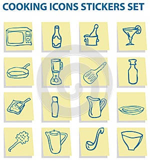 Cooking icons stickers set