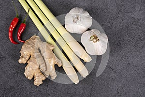 Cooking Ingredients Including Lemon Grass, Garlic, Ginger Root and Hot Red Chili Peppers #2