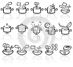 Cooking instruction vector icons set. EPS 10.