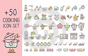 Cooking instructions colorful icon set