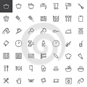 Cooking instructions line icons set