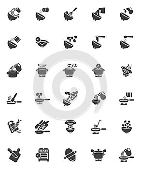 Cooking instructions vector icons set