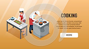 Cooking Isometric Horizontal Banner