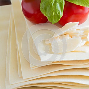 Cooking italian food pasta lasagne bolognese ingredients