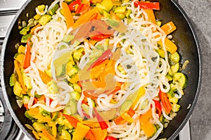 Cooking konjac jelly white noodles pan - vegan recipes