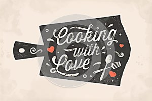 Cooking with Love. Kitchen poster. Kitchen wall decor, sign, quote