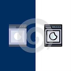 Cooking, Machine, Wash, Clean  Icons. Flat and Line Filled Icon Set Vector Blue Background