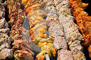 Cooking meat on fire. barbeque