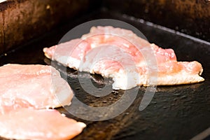 Cooking meat in a frying pan