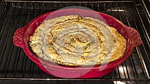 Cooking meat pies in the oven, time lapse