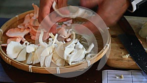 Cooking Mushroom Soup in the kitchen