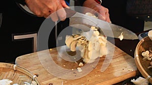 Cooking Mushroom Soup in the kitchen