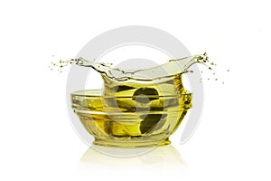 Cooking olive oil. Splash isolated on white background. With clipping path.