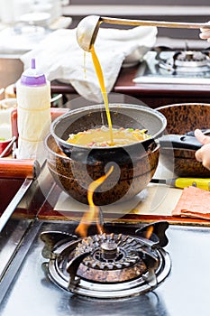 Cooking Omelet in Pan