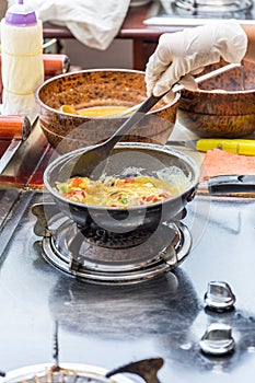 Cooking Omelet in Pan