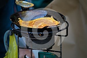 Cooking Omelet in pan