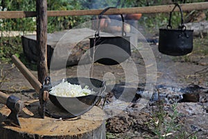 Cooking on an open fire