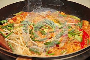 Cooking ,Popular Thai fried noodle call Pad Tai