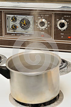 Cooking pot with boiling water
