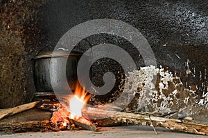 Cooking Pot On An Open Fire